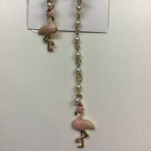 Betsey Johnson New Mismatch Flamingo and Pearl Earrings